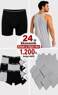 24 parça Erkek iç Giyim Set Gri