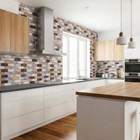 30X30 cm Kendinden Yapışkanlı Duvar,banyo,tezgah Arası Kaplama Kahve Taş Desen
