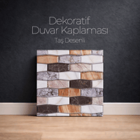 30X30 cm Kendinden Yapışkanlı Duvar,banyo,tezgah Arası Kaplama Kahve Taş Desen