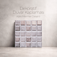 30X30 cm Kendinden Yapışkanlı Duvar,banyo,tezgah Arası Kaplama Kare Taş Desenli