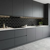 30X60 cm Kendinden Yapışkanlı Duvar,banyo,tezgah Arası Kaplama Siyah Tuğla Desen 6 Adet
