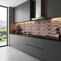 30X60 cm Kendinden Yapışkanlı Duvar,banyo,tezgah Arası Kaplama Kahverengi Tuğla Desen 6 Adet