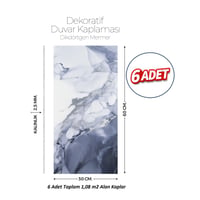 30X60 cm Kendinden Yapışkanlı Duvar,banyo,tezgah Arası Kaplama Gri-Mavi Mermer