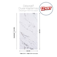 30X60 cm Kendinden Yapışkanlı Duvar,banyo,tezgah Arası Kaplama Açık Mermer Desen 12 Adet