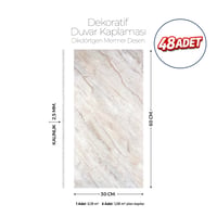 30X60 cm Kendinden Yapışkanlı Duvar,banyo,tezgah Arası Bej Mermer Desen-48 Adet