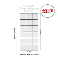 30X60 cm Kendinden Yapışkanlı Duvar,banyo,tezgah Arası Beyaz Kareli Desen -24 Adet