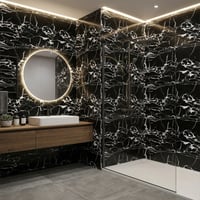30X60 cm Kendinden Yapışkanlı Duvar,banyo,tezgah Arası Kaplama Siyah Çizgili Mermer 6 Adet