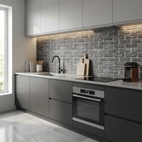 30X60 cm Kendinden Yapışkanlı Duvar,banyo,tezgah Arası Kaplama Gri Tuğla Desen 6 Adet