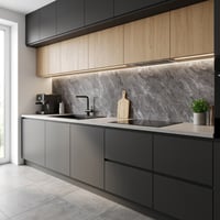 30X60 cm Kendinden Yapışkanlı Duvar,banyo,tezgah Arası Kaplama Antrasit Mermer 6 Adet
