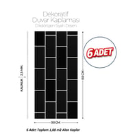 30X60 cm Kendinden Yapışkanlı Duvar,banyo,tezgah Arası Kaplama Siyah Tuğla Desen 6 Adet