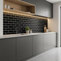 30X60 cm Kendinden Yapışkanlı Duvar,banyo,tezgah Arası Kaplama Siyah Tuğla Desen 6 Adet