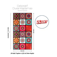 30X60 cm Kendinden Yapışkanlı Duvar,banyo,tezgah Arası Kaplama Çok Renkli-24 Adet