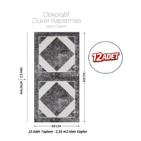 30X60 cm Kendinden Yapışkanlı Duvar,banyo,tezgah Arası Kaplama Karo Desen 12 Adet