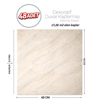 60X60 cm Kendinden Yapışkanlı Duvar,banyo,tezgah Arası Bej Mermer-48 Adet