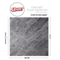 60X60 cm Kendinden Yapışkanlı Duvar,banyo,tezgah Arası Antrasit Mermer-48 Adet