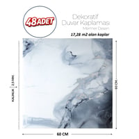 60X60 cm Kendinden Yapışkanlı Duvar,banyo,tezgah Arası Gri-Mavi Mermer-48 Adet