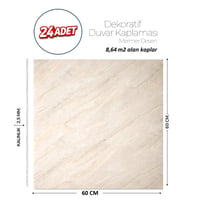 60X60 cm Kendinden Yapışkanlı Duvar,banyo,tezgah Arası Bej Mermer-24 Adet