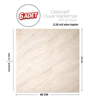 60X60 cm Kendinden Yapışkanlı Duvar,banyo,tezgah Arası Bej Mermer-6 Adet