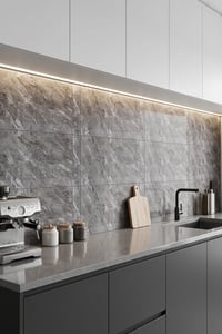 60X60 cm Kendinden Yapışkanlı Duvar,banyo,tezgah Arası Antrasit Mermer-6 Adet