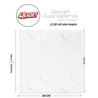 60X60 cm Kendinden Yapışkanlı Duvar,banyo,tezgah Arası Beyaz Mermer-48 Adet