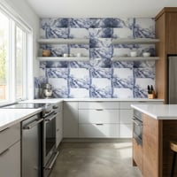 60X60 cm Kendinden Yapışkanlı Duvar,banyo,tezgah Arası Gri-Mavi Mermer-6 Adet