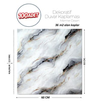 60X60 cm Kendinden Yapışkanlı Duvar,banyo,tezgah Arası Gri-Siyah Mermer-100 Adet