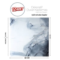 60X60 cm Kendinden Yapışkanlı Duvar,banyo,tezgah Arası Gri-Mavi Mermer-12 Adet