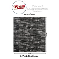 Brano 70X77 cm Kendinden Yapışkanlı Kabartmalı, Gri Kiremit Desenli duvar kaplama