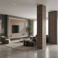Brano 70X77 cm Kendinden Yapışkanlı Kabartmalı, Açık Kahve Kiremit Desenli duvar kaplama