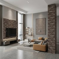 Brano 70X77 cm Kendinden Yapışkanlı Kabartmalı, Koyu Kahve Kiremit Desenli duvar kaplama