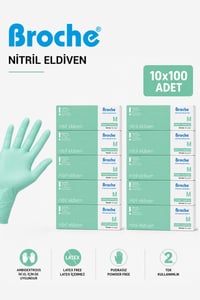  PUDRASIZ NİTRİL ELDİVEN M BEDEN TURKUAZ YEŞİLİ/TEAL GREEN 10'LU PAKET