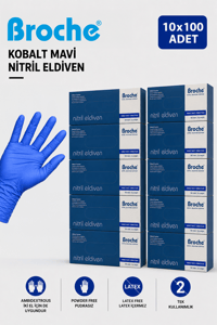 PUDRASIZ KOBALT MAVİ NİTRİL ELDİVEN 10'LU PAKET