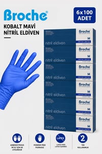PUDRASIZ KOBALT NİTRİL ELDİVEN M BEDEN 6'LI PAKET