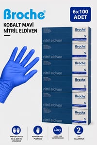 PUDRASIZ KOBALT NİTRİL ELDİVEN S BEDEN 6'LI PAKET