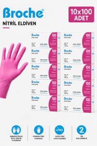 PUDRASIZ NİTRİL ELDİVEN PEMBE10'LU PAKET