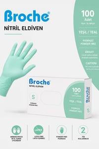 PUDRASIZ NİTRİL ELDİVEN S BEDEN TURKUAZ YEŞİLİ 100'LÜ