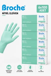 PUDRASIZ NİTRİL ELDİVEN S BEDEN TURKUAZ YEŞİLİ 6'LI PAKET