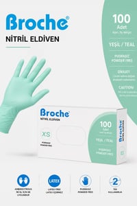 PUDRASIZ NİTRİL ELDİVEN S BEDEN TURKUAZ YEŞİLİ 100'LÜ
