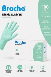 PUDRASIZ NİTRİL ELDİVEN S BEDEN TURKUAZ YEŞİLİ 100'LÜ