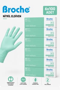 PUDRASIZ NİTRİL ELDİVEN S BEDEN TURKUAZ YEŞİLİ 6'LI PAKET