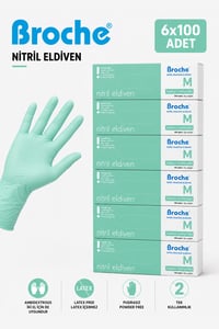 PUDRASIZ NİTRİL ELDİVEN S BEDEN TURKUAZ YEŞİLİ 6'LI PAKET