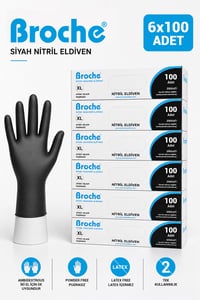 PUDRASIZ SİYAH NİTRİL ELDİVEN XL BEDEN 6'LI PAKET