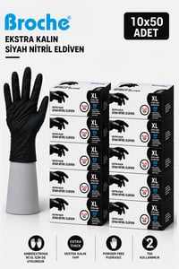 ULTRA EXTRA KALIN (5 GR) SİYAH NİTRİL MUAYENE ELDİVENİ 10'LU PAKET XL BEDEN