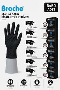 ULTRA EXTRA KALIN (5 GR) SİYAH NİTRİL MUAYENE ELDİVENİ 6'LI PAKET XL BEDEN