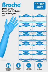UZUN KONÇLU MAVİ NİTRİL MUAYENE ELDİVENİ 10'LU PAKET