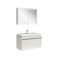 610100200494IDEA 2.0 100 CM PARLAK BEYAZ 1 ÇEKMECELİ ALT DOLAP + LAVABO + 100 CM LED AYDINLATMALI PARLAK BEYAZ AYNA DOLAP