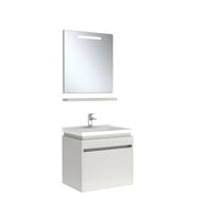 610100200498IDEA 2.0  65 CM PARLAK BEYAZ 1 ÇEKMECELİ ALT DOLAP + LAVABO + 65 CM LED AYDINLATMALI PARLAK BEYAZ AYNA DOLAP