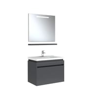 610100200503IDEA 2.0 80 CM PARLAK ANTRASİT 1 ÇEKMECELİ ALT DOLAP + LAVABO + 80 CM LED AYDINLATMALI PARLAK ANTRASİT AYNA DOLAP