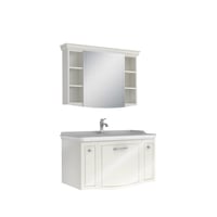 610100200752ARTE 100 CM PARLAK BEYAZ ALT DOLAP KROM KULPLU + LAVABO + 100 CM PARLAK BEYAZ AYNA DOLAP