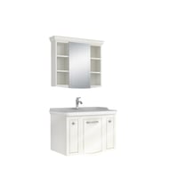 610100200757ARTE 80 CM PARLAK BEYAZ ALT DOLAP KROM KULPLU + LAVABO + 80 CM PARLAK BEYAZ AYNA DOLAP
